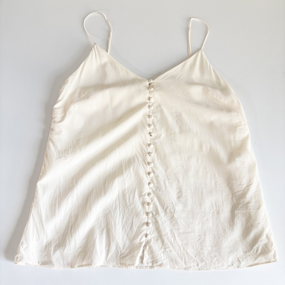 Wilfred Womens Marquise 100% Silk Button Front Romantic Camisole Tank Cream M